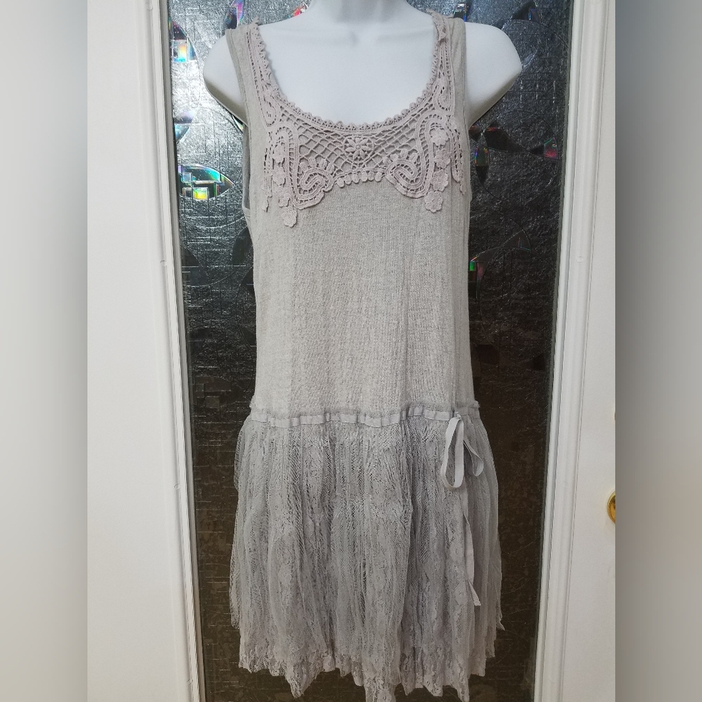 A'Reve Gray Embellished Tiered Sundress